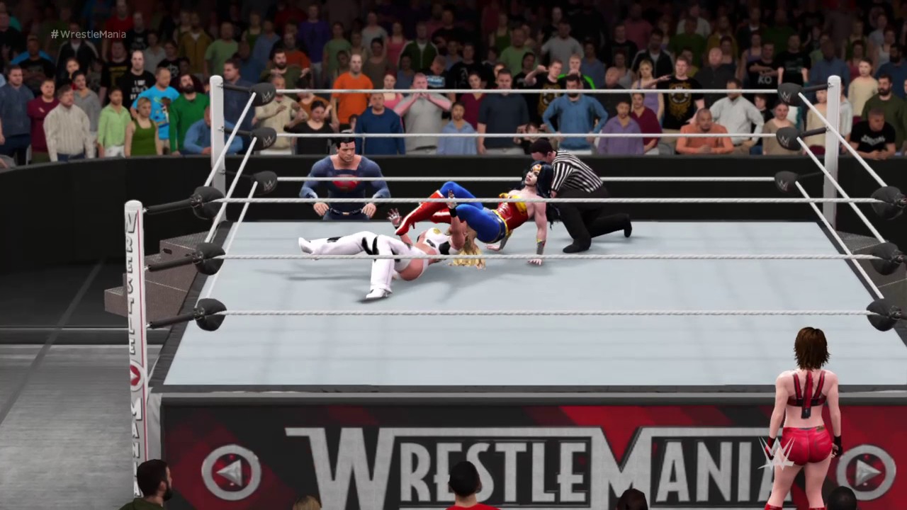 WWE 2K17 Wonder Woman with Superman vs. Dixie Clemets with Reiko Hinomoto