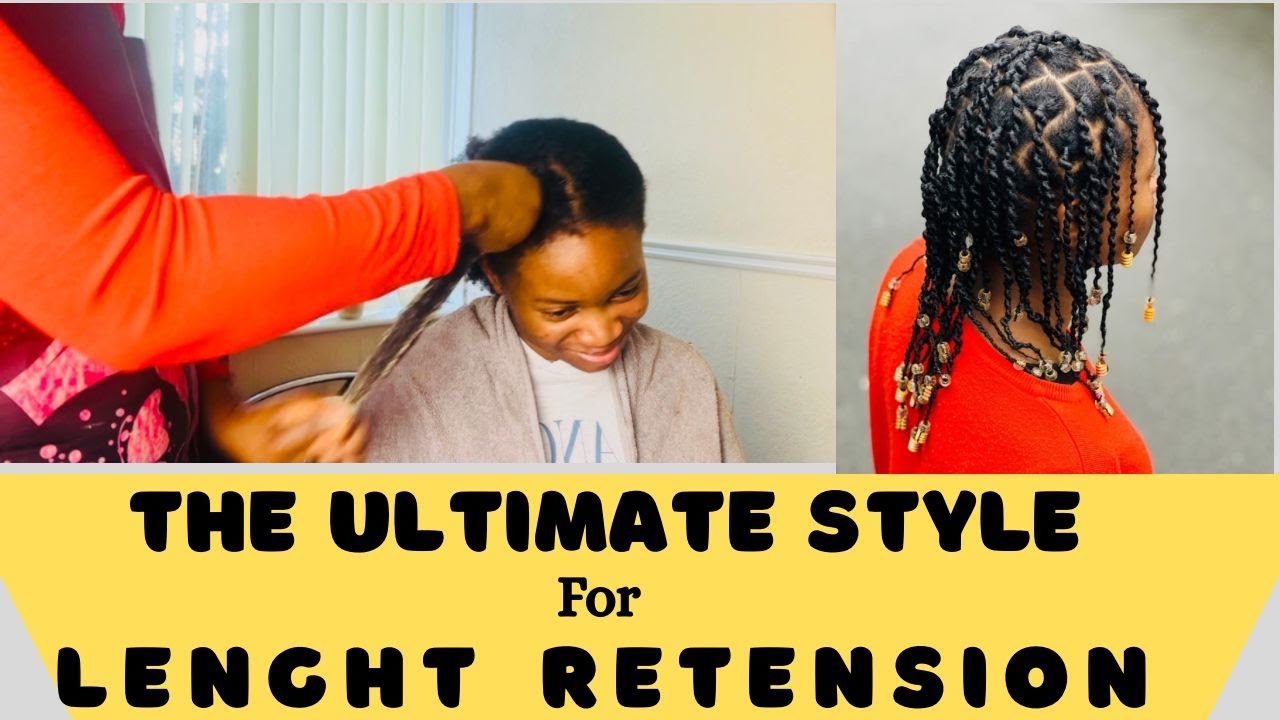 African Threading Protective Hairstyle /Low Manipulation, Hair stretching technique.