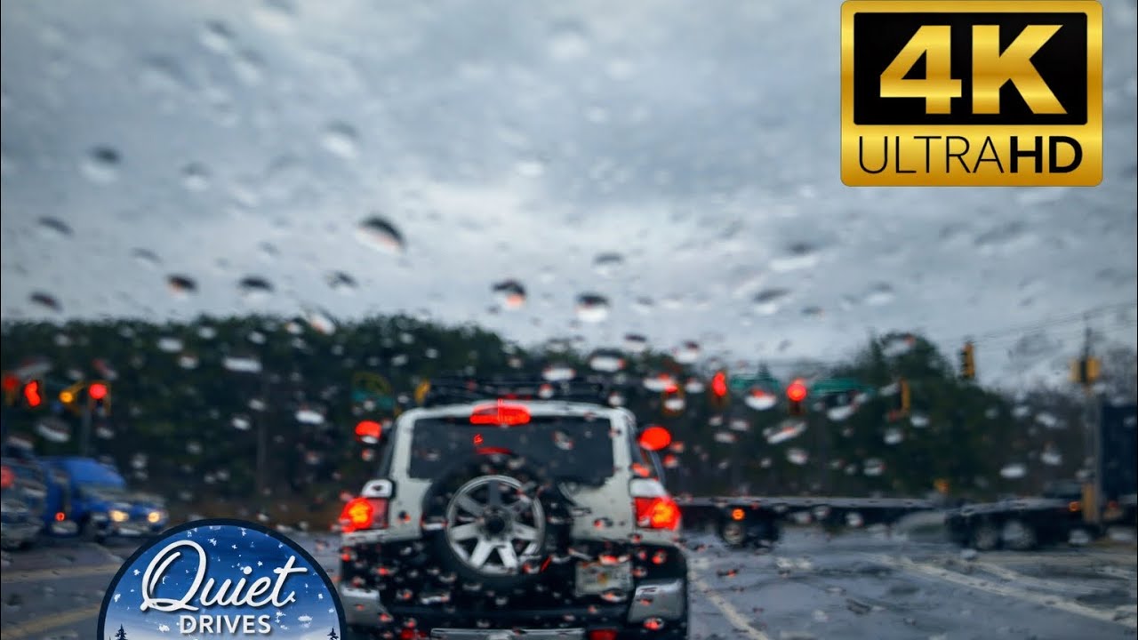Calm Rainy Drive Through Atlanta (USA) City Highways | No Music, Just Rain