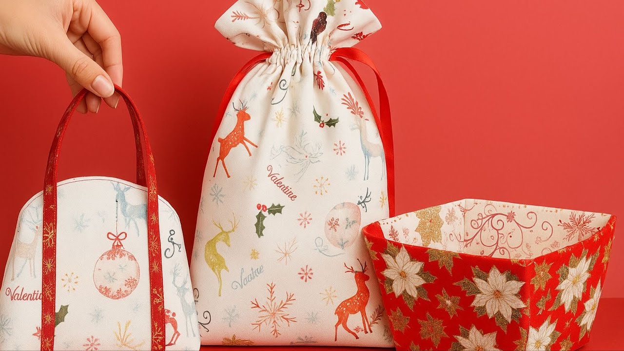 TRES IDEAS MAGNÍFICAS PARA NAVIDAD: BOLSAS DE REGALO Y CAJITA NAVIDEÑA / Coser para Fiesta