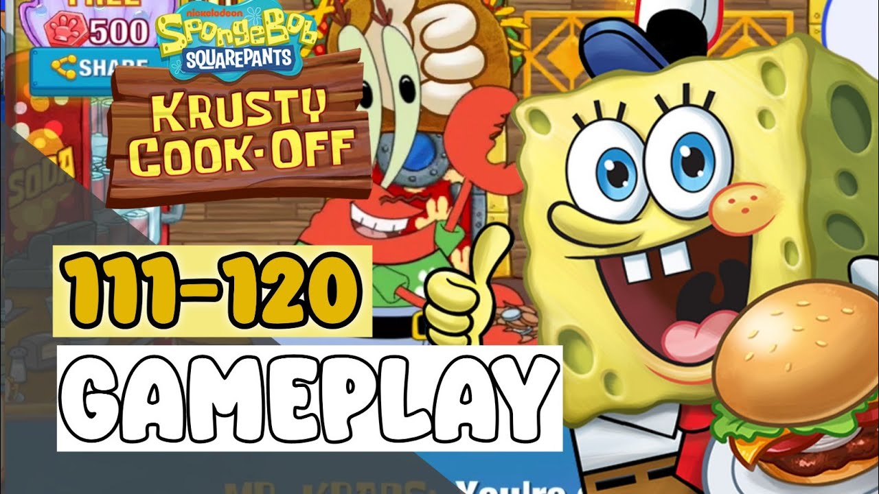THUMB BUDDY'S TACOS GLOVE WORLD Level 111-120 - SpongeBob: Krusty Cook-Off - Gameplay Walkthrough