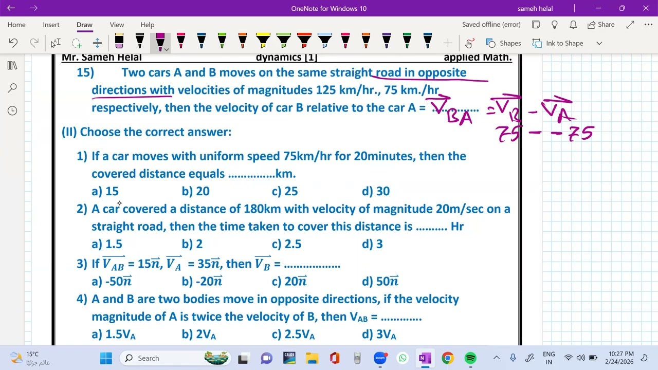 2nd sec. applied math relative velocity