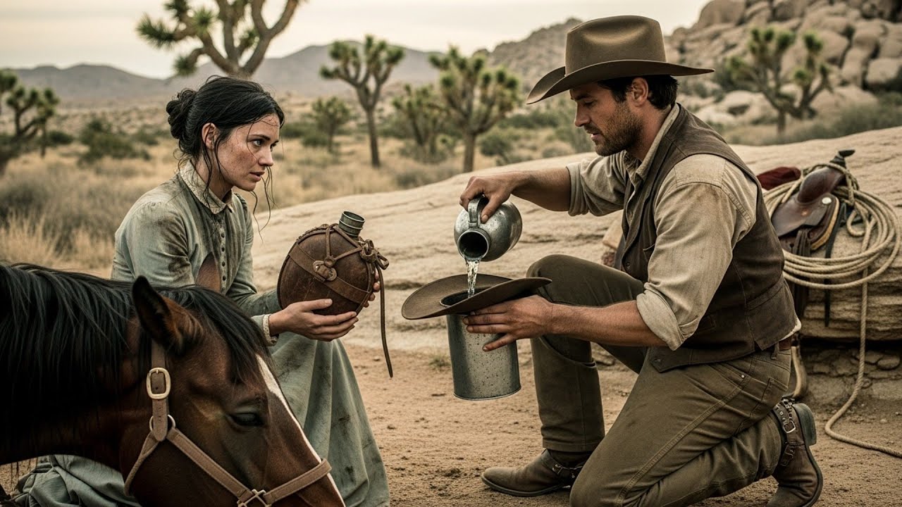 He Found Her Sharing Water With Her Dying Horse, The Cowboy Saved Them Both With His Canteen
