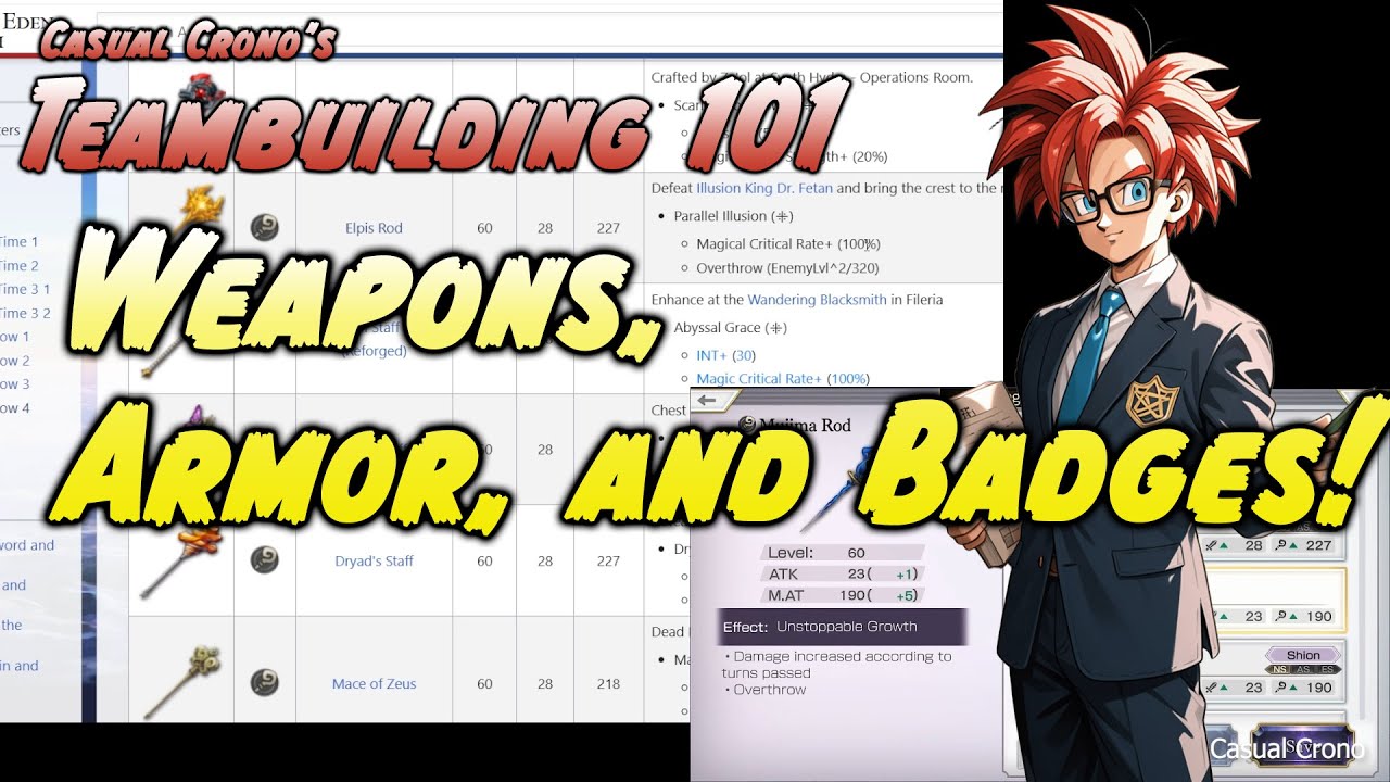Casual Crono's Another Eden Teambuilding 101: Weapons, Armor, and Badges!