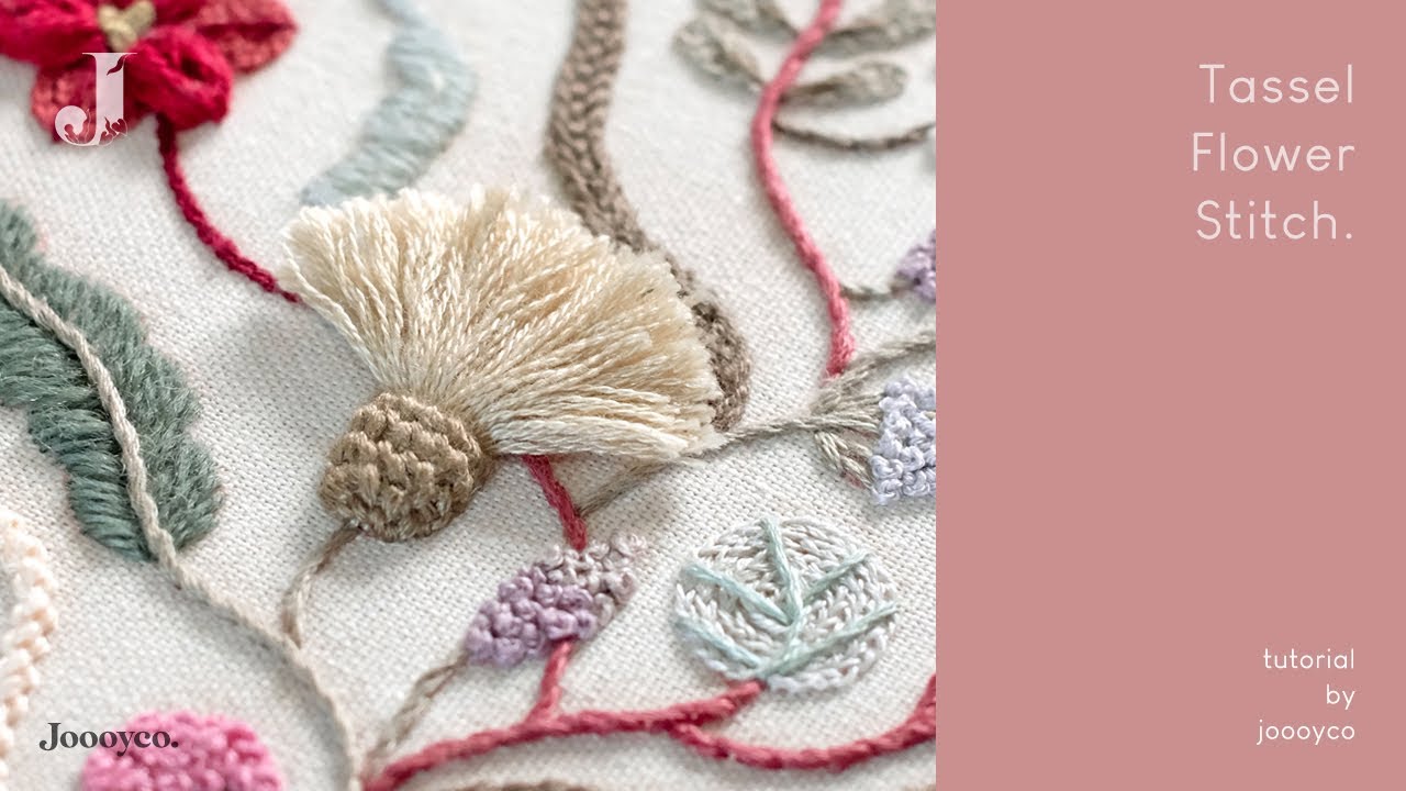 Tassel flower stitch embroidery tutorial | A sweet floral book pattern