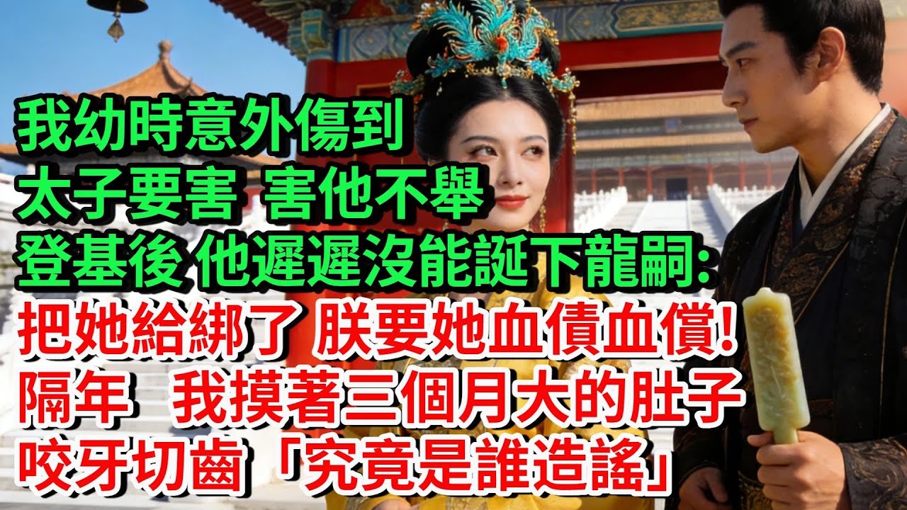 我幼時意外傷到太子要害，害他不舉。登基後，他遲遲沒能誕下龍嗣。怒下聖旨吩咐「把她給綁了，朕一定要她血債血償!」隔年，我摸著三個月大的肚子，咬牙切齒「究竟是誰造謠」#古言#故事#完結文