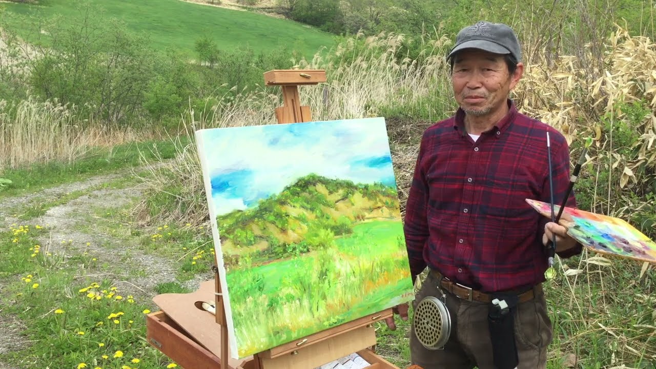 北海道の自然を描く由良真一油絵ざんまい・ぽんぽこぽん・狸の棲む山PleinAir Painting in Hokkaido, Japan by Shinichi Yura