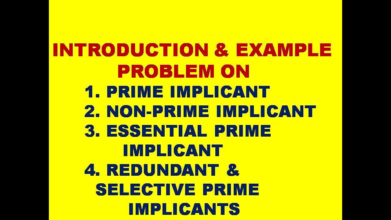 EXAMPLE - 1: PRIME IMPLICANT | ESSENTIAL PRIME IMPLICANT |  REDUNDANT & SELECTIVE PRIME IMPLICANT |