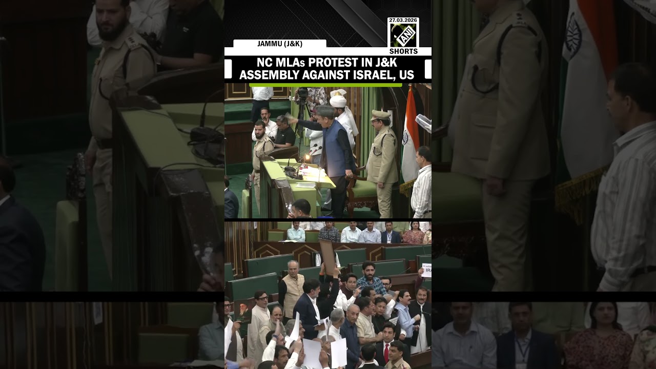 Watch: J&K National Conference MLAs protest in J&K Assembly against Israel and United States