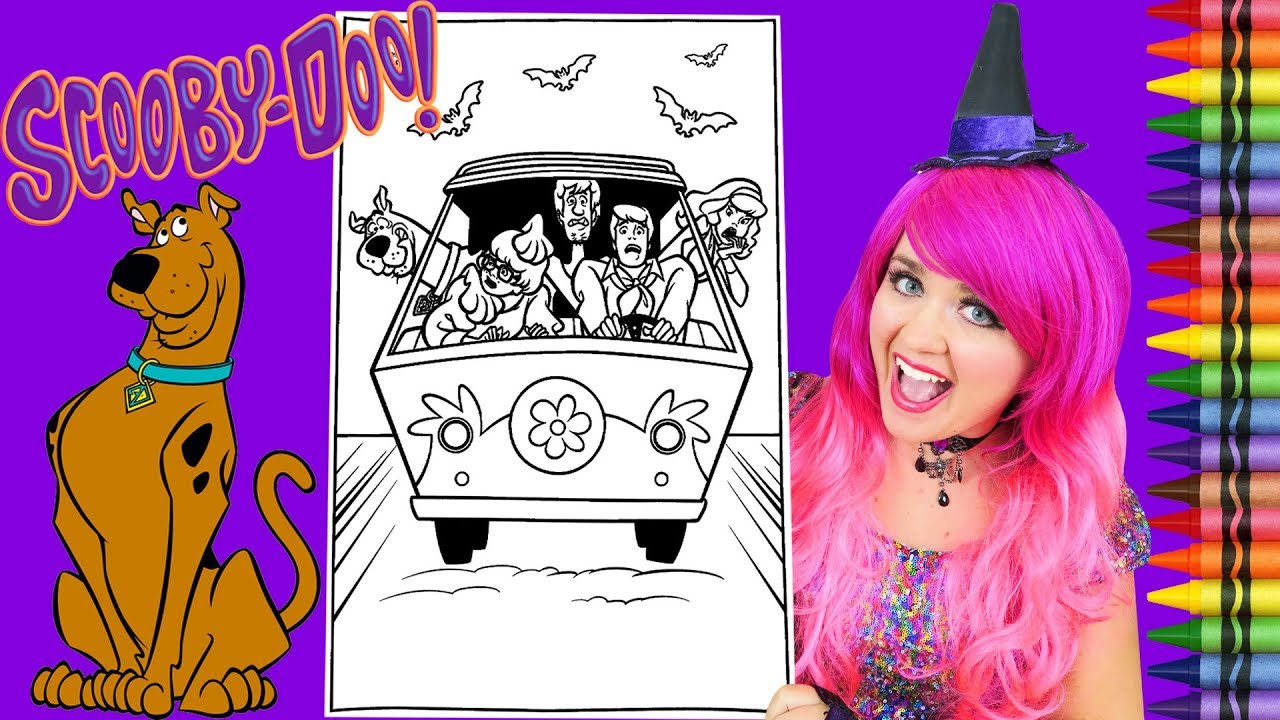 Coloring Scooby Doo & Friends Mystery Machine GIANT Coloring Page Crayola Crayons | KiMMi THE CLOWN