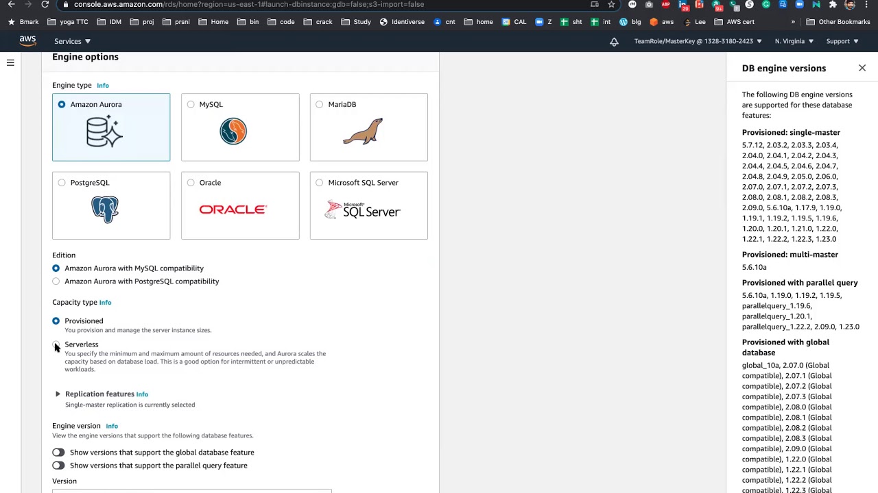 AWS: Difference between RDS databases, Arora and Serverless DB