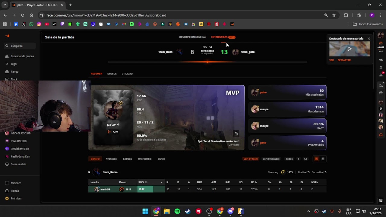 🔴 FACEIT TRYHARD ROAD LEVEL 9 - 30s delay 🔴 | en vivo por twitch.tv/pppatricio venite.