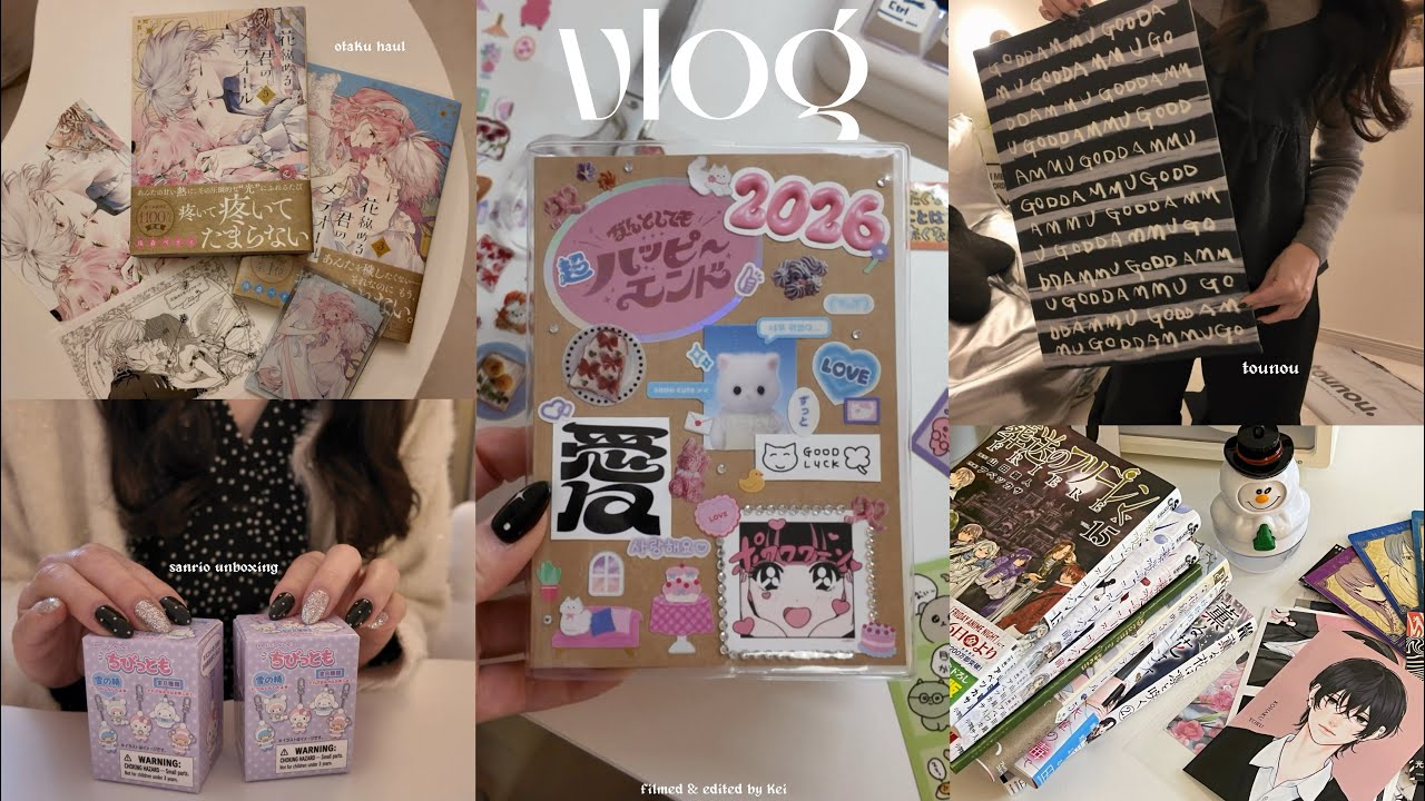 ᴠʟᴏɢ︙働いては散財を繰り返す社会人オタク😵‍💫💸 ︙来年のスケジュール帳を可愛くカスタマイズ📓︙12月の漫画購入品︙サンリオちびっともを開封🌟︙新しい韓国雑貨をゲット🖤