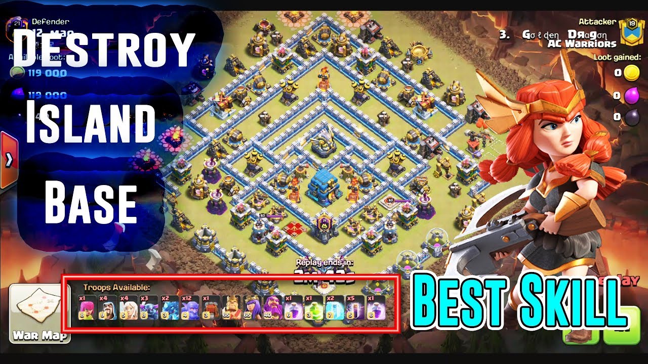 THE BEST SKILL PEBOBAT DESTROY ISLAND BASE TH12 3-STAR ( Clash of Clans )