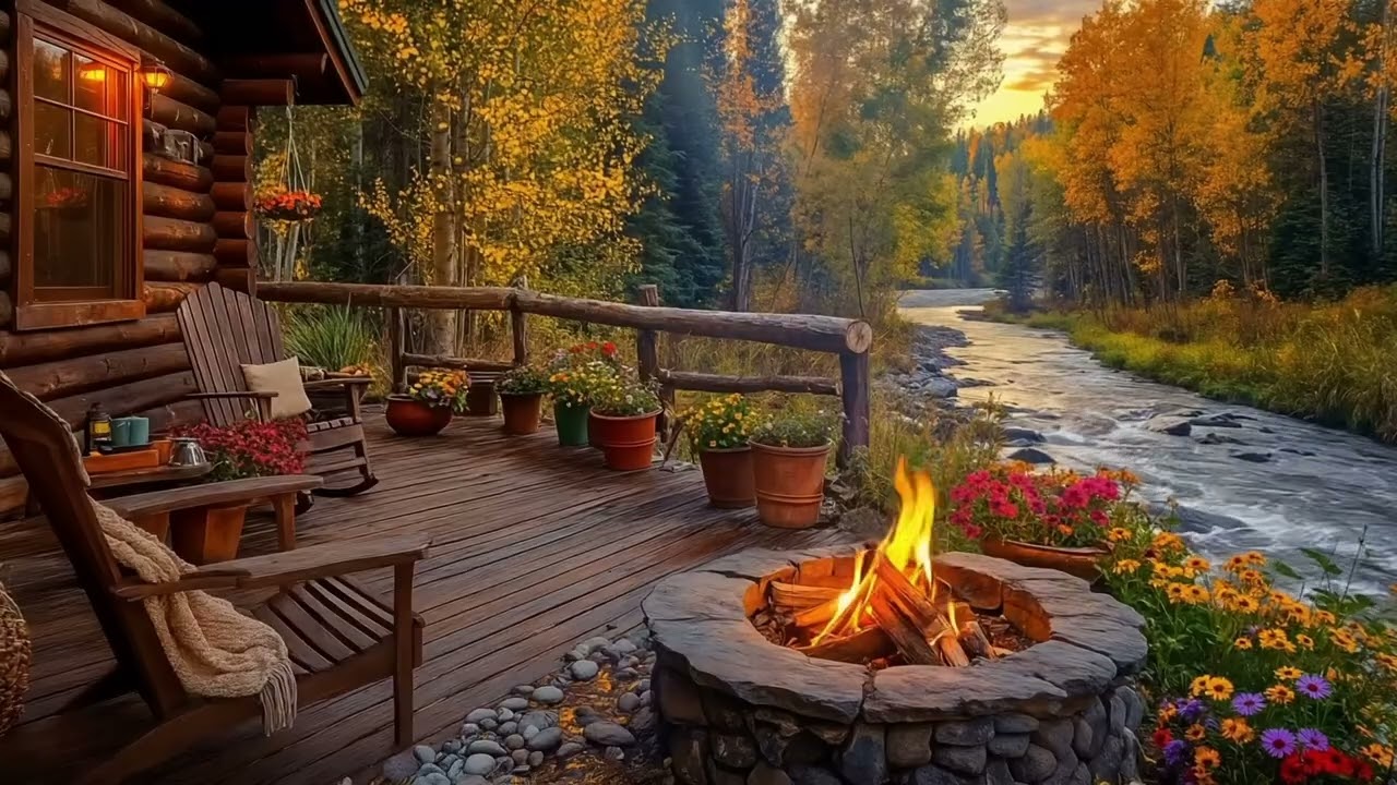 Cozy Cabin by the River &ndash; Crackling Fire & Birdsong | Relaxing Nature Sounds (No Music)