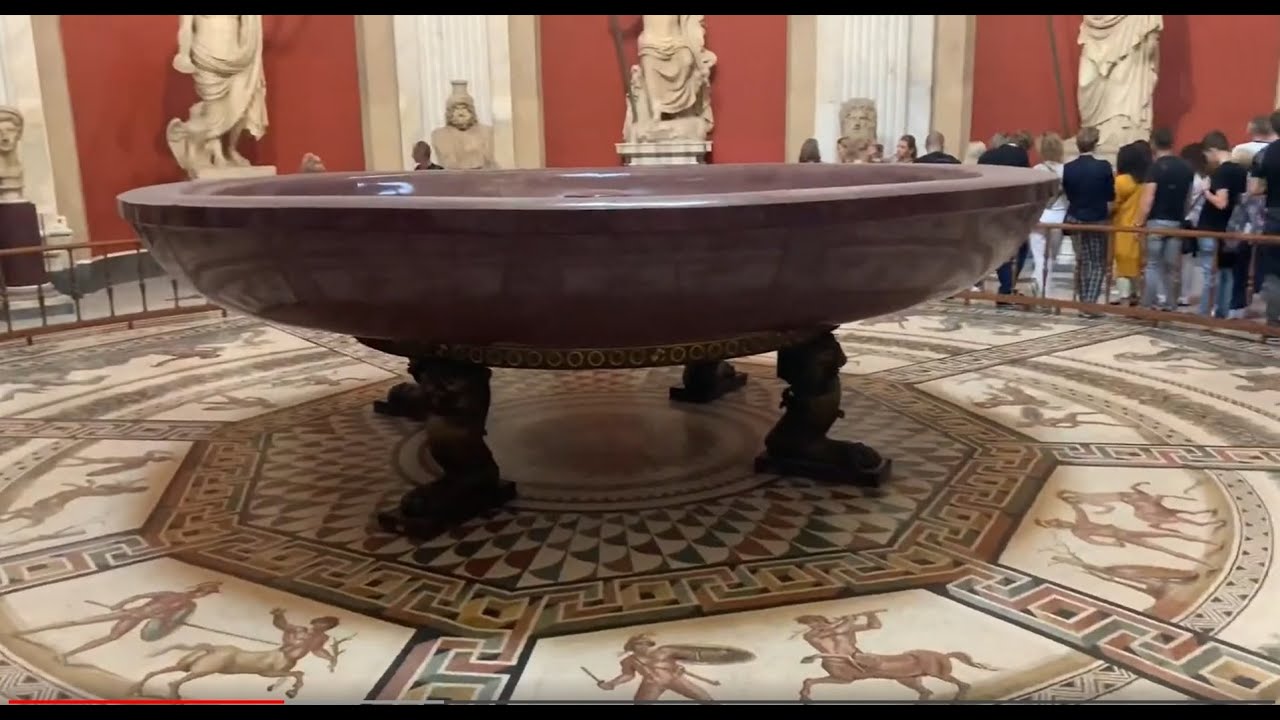 4K Sala Rotonda Room or Round Hall at the Vatican Museum - Rome Italy - ECTV