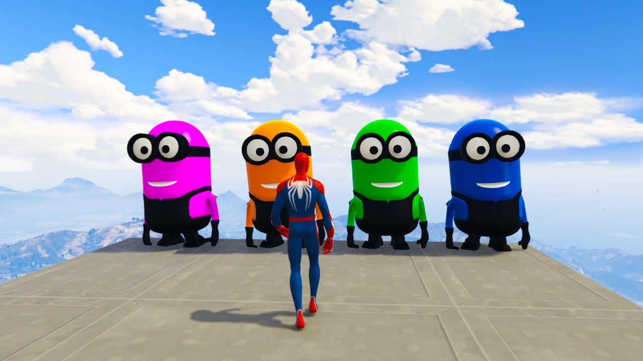 GTA 5 Epic Ragdolls RED SPIDERMAN VS RED MINION VS GREEN MINIONEuphoria Physics & Funny Fails 2