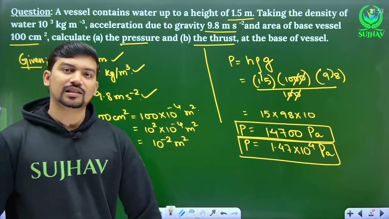 Pressure In Fluids & Atmospheric Pressure (Ch 4) \ Numericals Made Easy | ICSE Class 9
