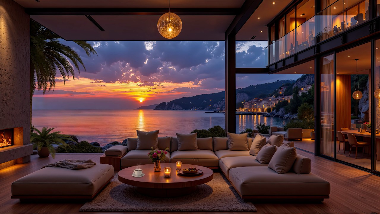 Mellow Bossa Nova Jazz by the Sea – Soothing Sunset Jazz and Ocean Waves for Relax, Stress Relief