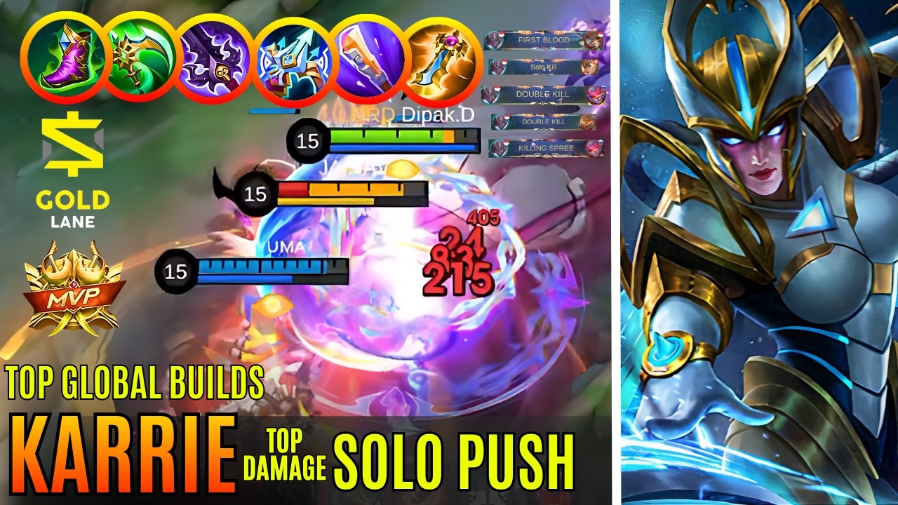 KARRIE SOLO PUSH WITH DAMAGE BUILDS | MLBB | #mobilelegends #mlbb