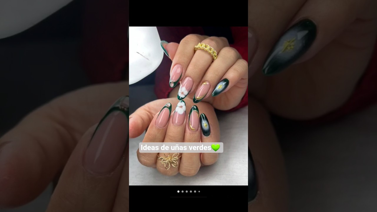 ideas de u&ntilde;as color verde 💚#nailgreen #u&ntilde;asverdes #shorts #shortvideo a
