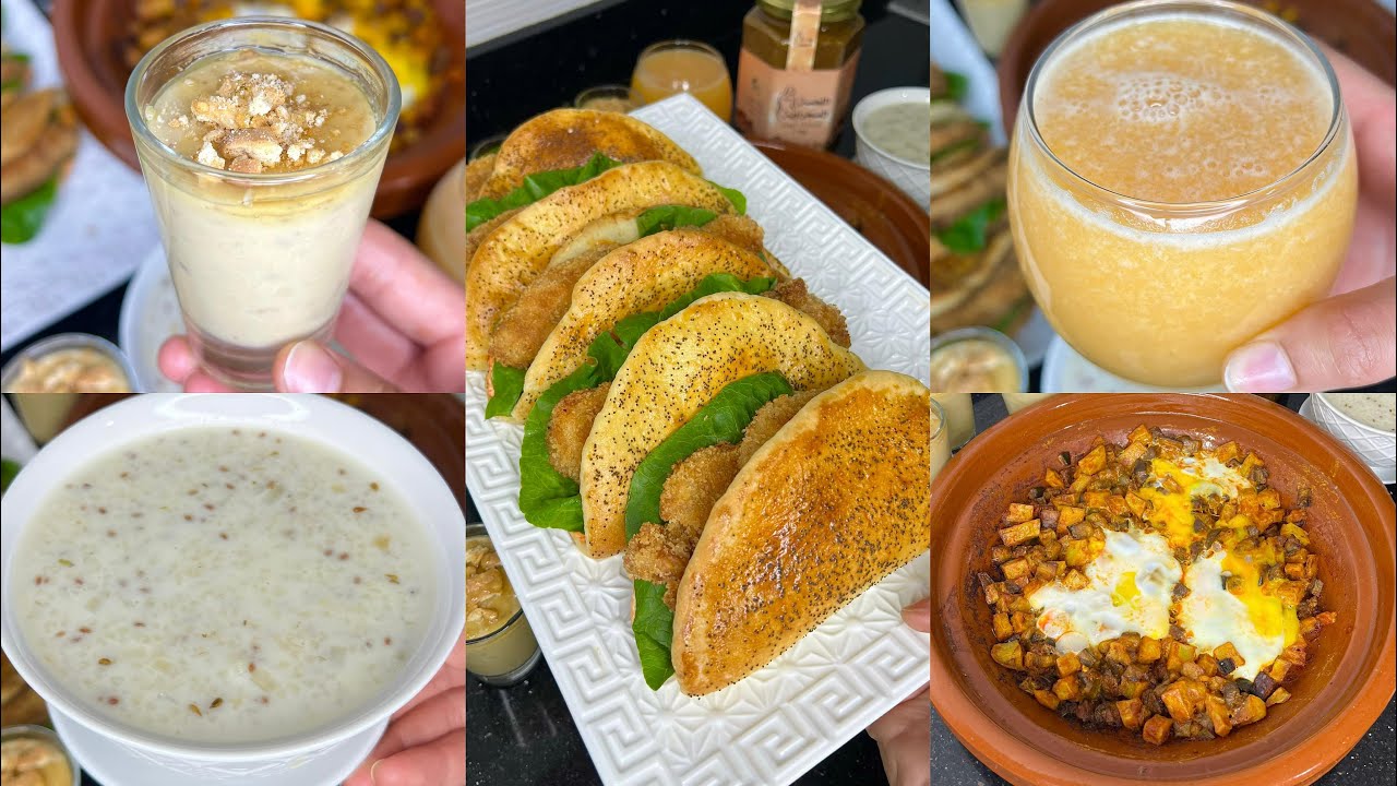 فطور اليوم 8 😋 شوربة عصير تحلية طويجين خفيف و مملحات 😋