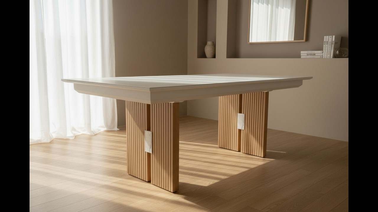 Table céramique extensible effet marbre blanc pied bois – Marquis | Table à manger design