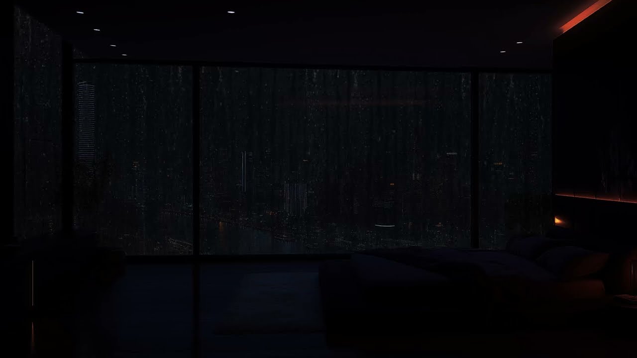 Luxury NYC Rain Sounds for Sleep | Relaxing Sound of Rain in a Dark Bedroom on Rainy Night (No Ads)