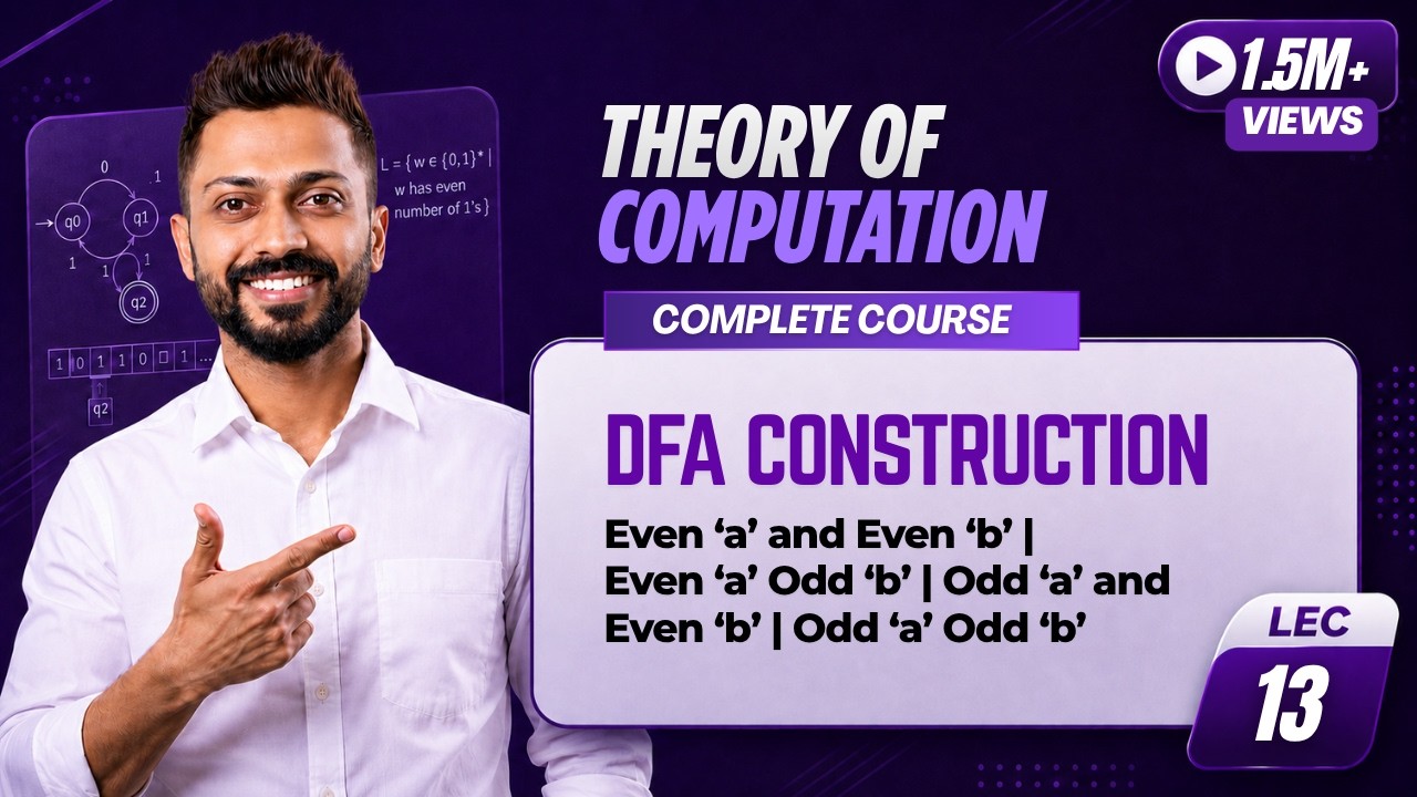 Lec-17: DFA for Even a and Even b | Even a Odd b | Odd a and Even b | Odd a Odd b | TOC