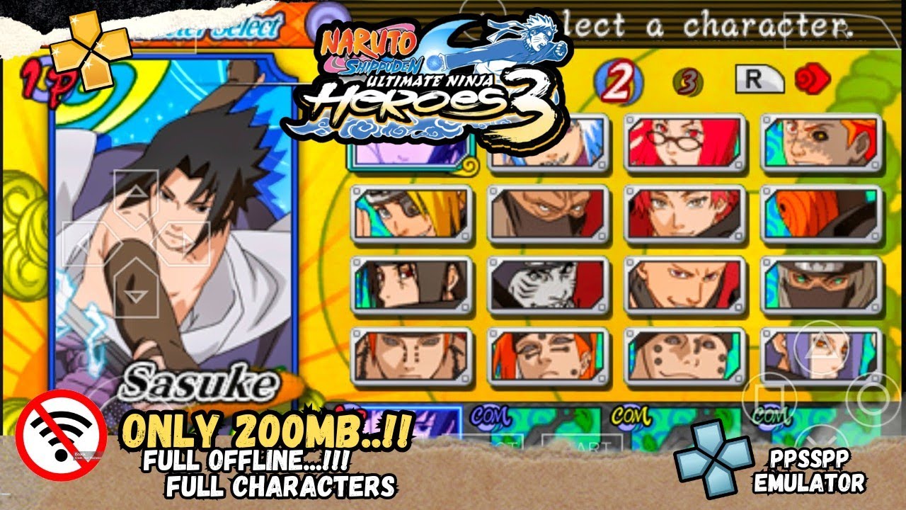 Game Naruto Shippuden Ultimate Ninja Heroes 3 PPSSPP Android Offline Full Character