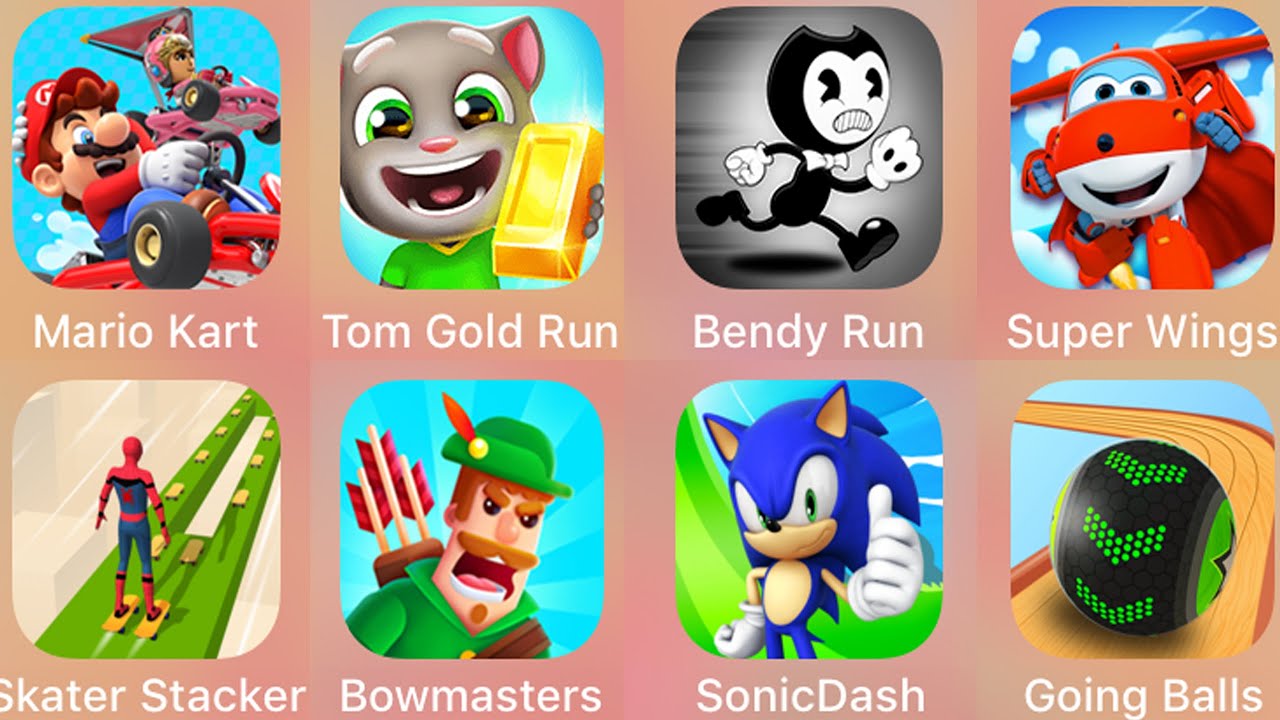 Mario Kart,Tom Gold Run,Bendy Run,Super Wings,Going Balls,Sonic Dash,Bowmasters,Skater Stacker