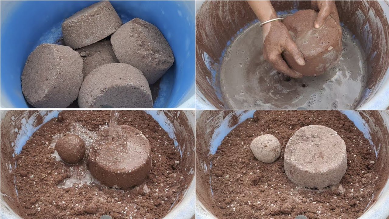 Asmr| super soft red dirt with white concrete crumbling dry and water 💦💦