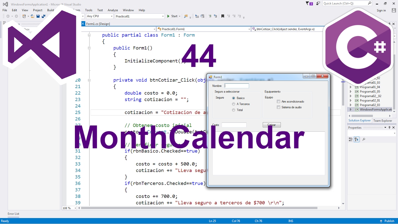 Programación Windows Forms C# 44 --- MonthCalendar