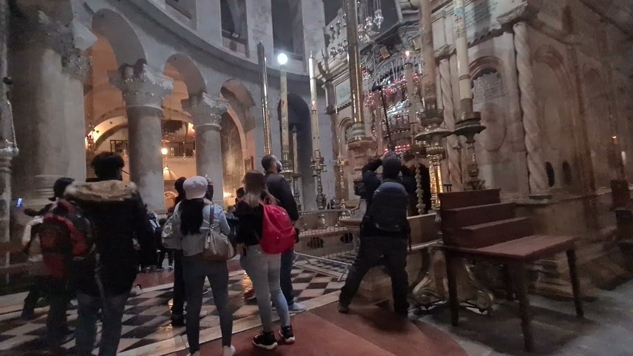In-depth visit to the place where Jesus was crucified and resurrected.  Jerusalem, Good Friday, 2021
