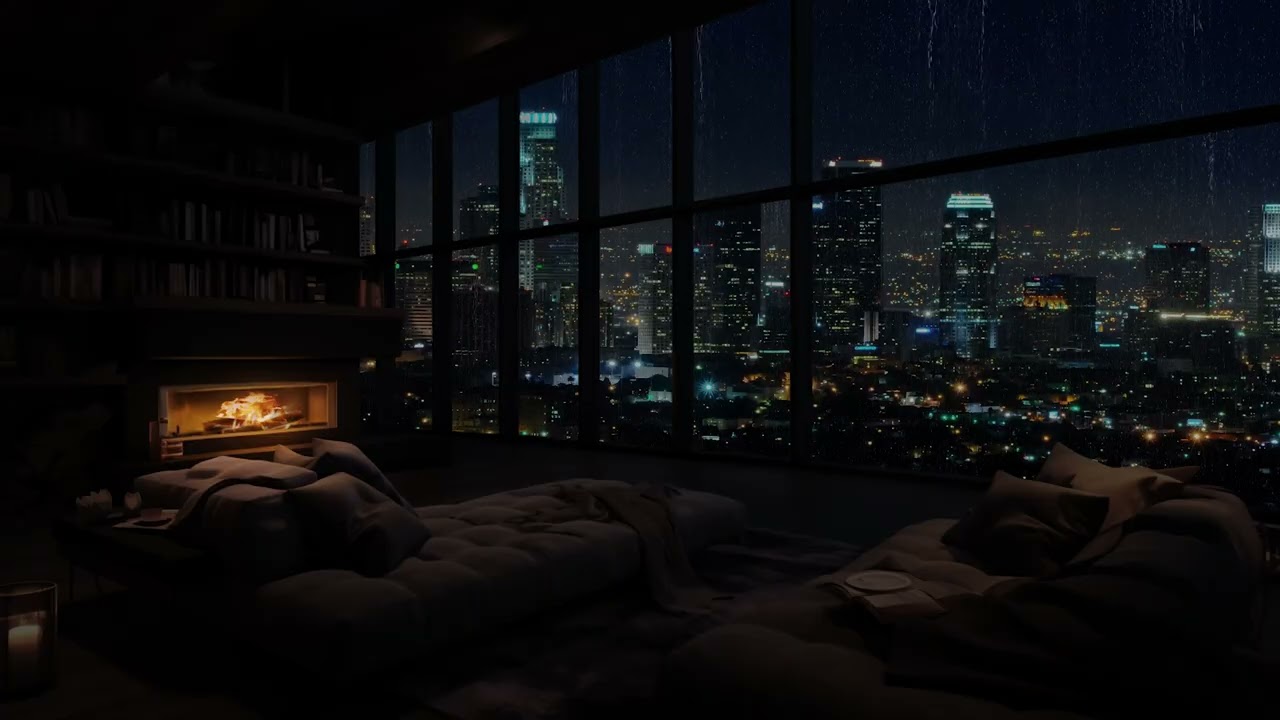 Gentle Rain Outside the Window 🌧🔥 Warm Fireplace Sounds for Peaceful Sleep