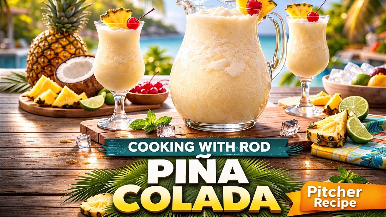 Piña Colada Pitcher Recipe | Creamy Tropical Party Drink🍹#PinaColada #CocktailRecipe #CookingWithRod