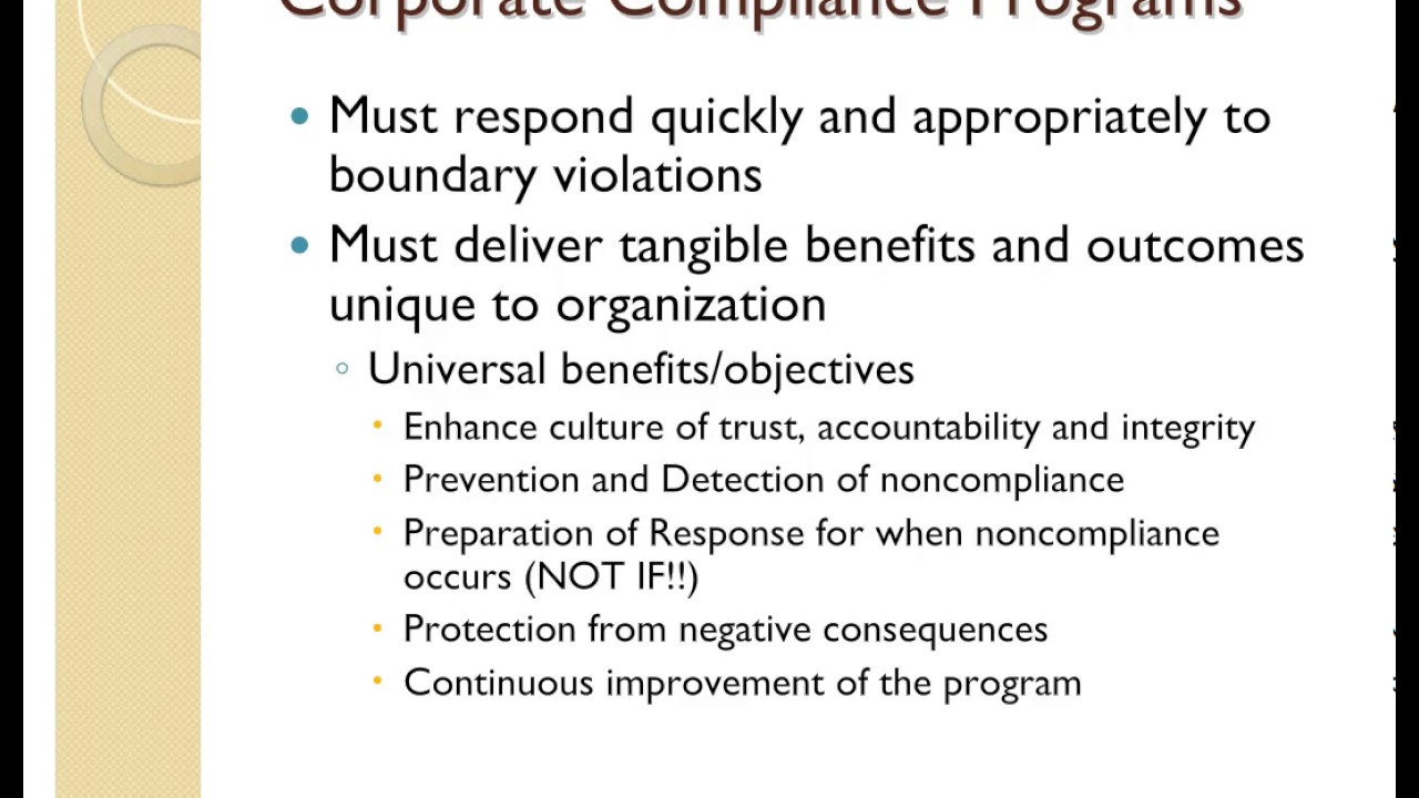 Corporate Compliance Programs