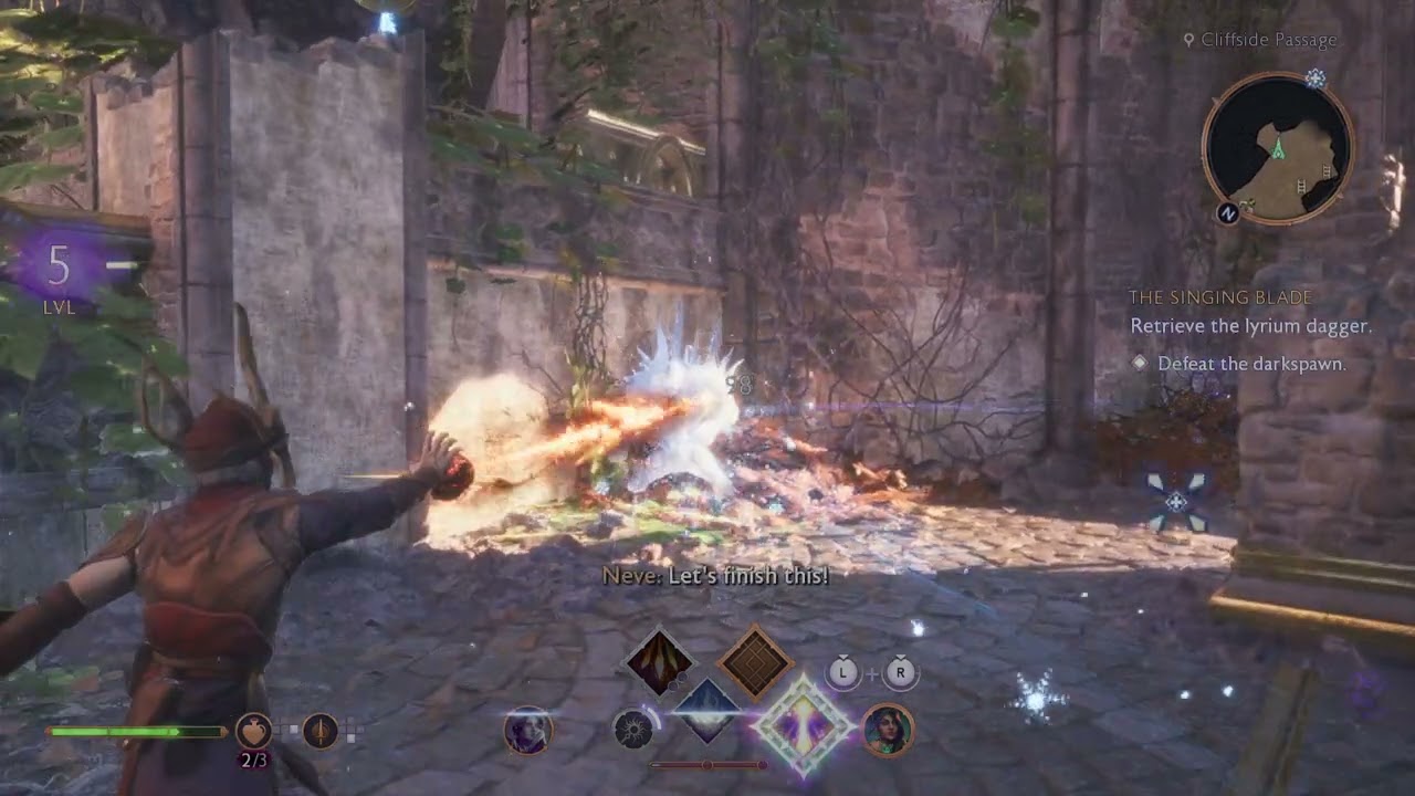 Dragon Age Veilguard Defeat Darkspawn with Flame Orb Flame Wall Ice Mage Powers Get to 2 Light Beams