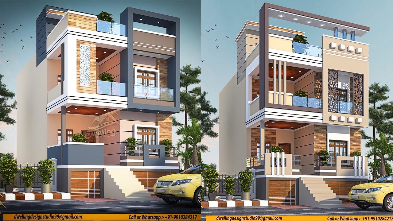 35 Front elevation design double floor | 3D elevation design  |  25x50 house front elevation | 3d