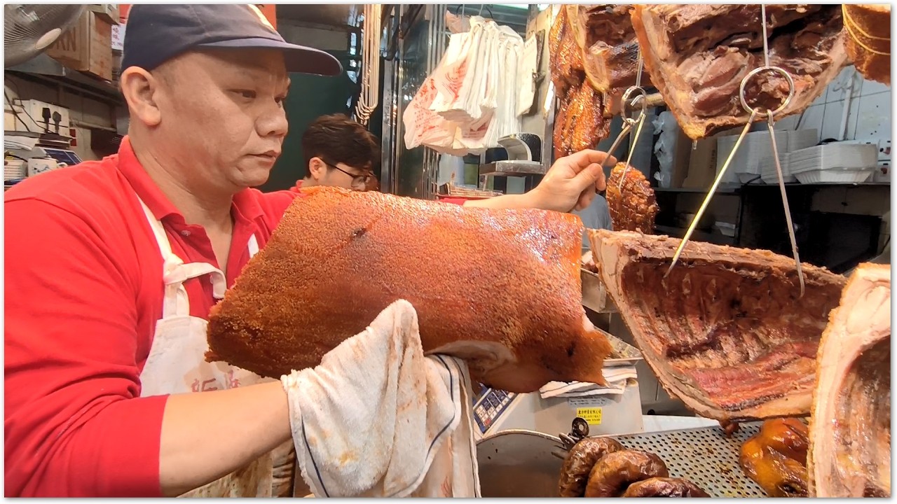 香港燒味 師傅出馬 耀哥師傅一夫當關 Roast Pork Crispy Yummy Hong Kong Food 斬燒肉無難度 燒鴨燒乳豬賣了幾十隻 香港美食 新強記燒臘飯店