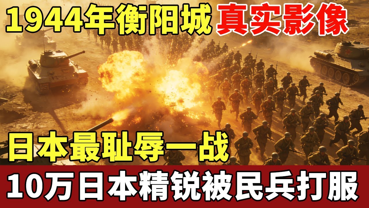 日本最耻辱一战，10万日本精锐被中国农民兵打服，1944年衡阳城真实影像，漫天血光血流成河！【历史档案】