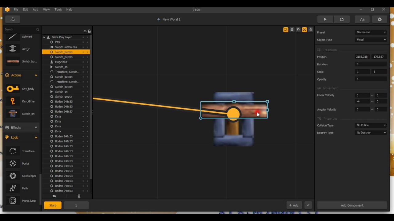 Buildbox Tutorial , How to make a switch for moving object or doors