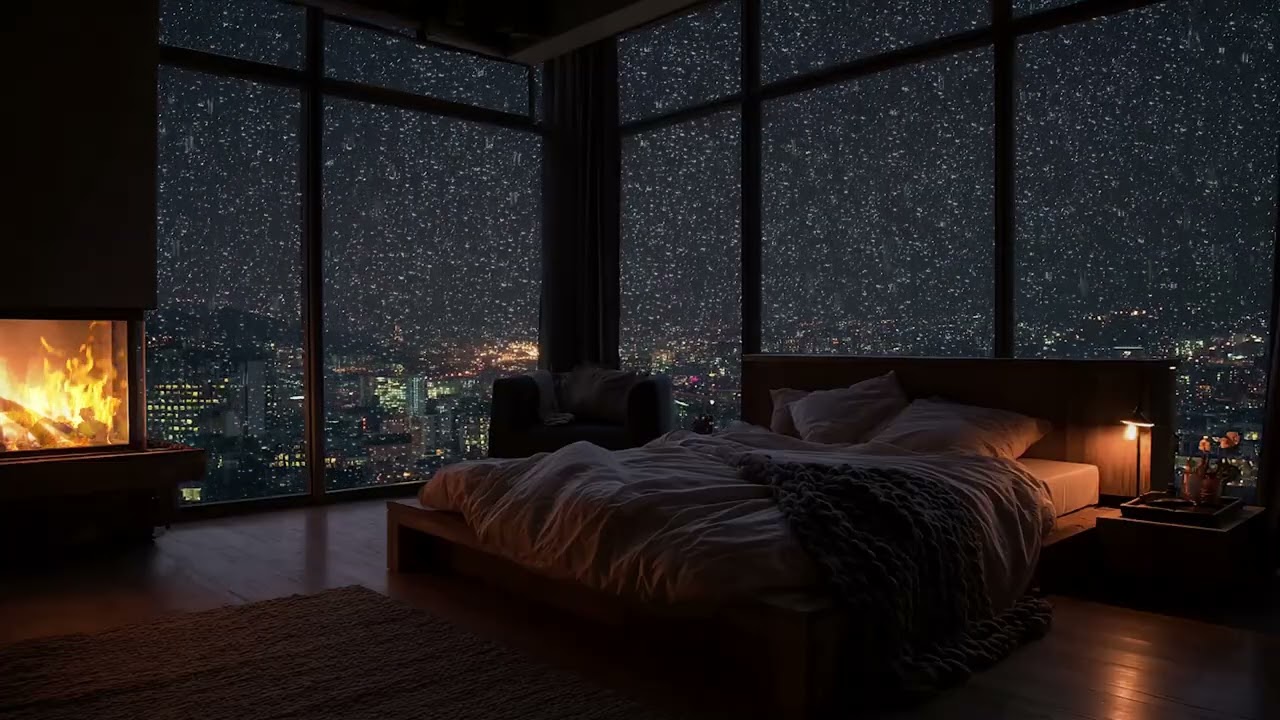 Midnight Piano in a Rainy Room 🎹🌧️ Relaxing Sleep Music