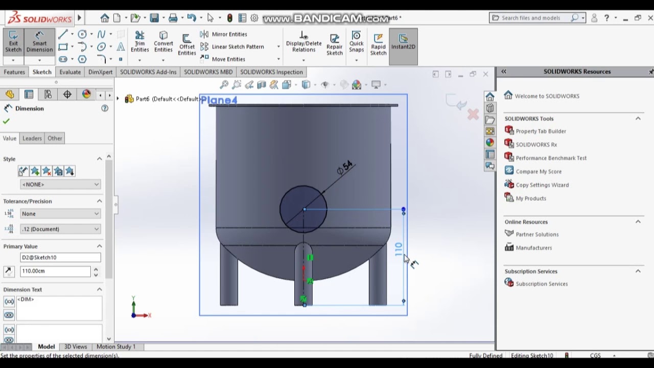 Solidworks Tutorial-lesson 1: How to create chemical tank