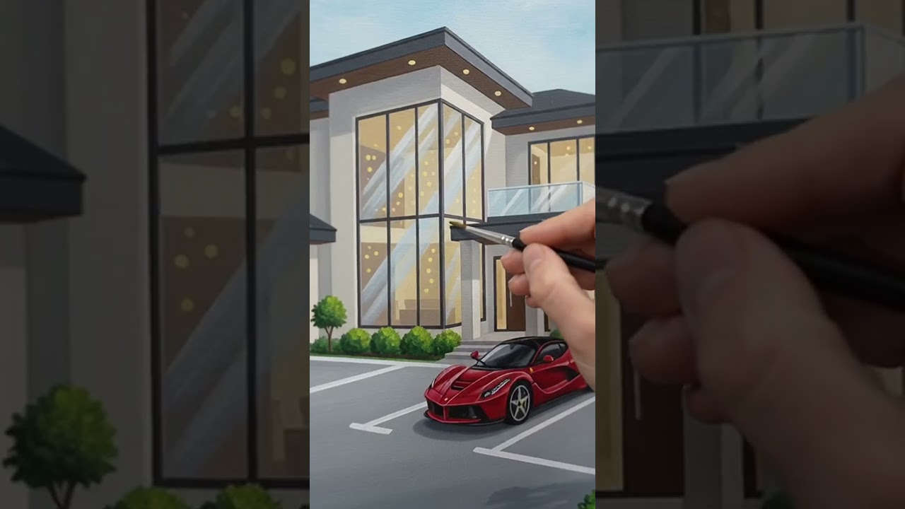 🏡✨ &ldquo;Wait till you see this simple canvas transform into a LUXURY DREAM HOUSE!&rdquo; 😍🎨#painting
