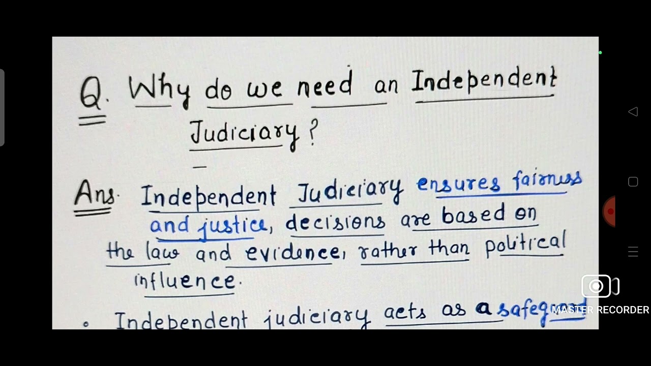 JUDICIARY - Meaning, Why need Independent judiciary & how Independence of JUDICIARY is maintained. C