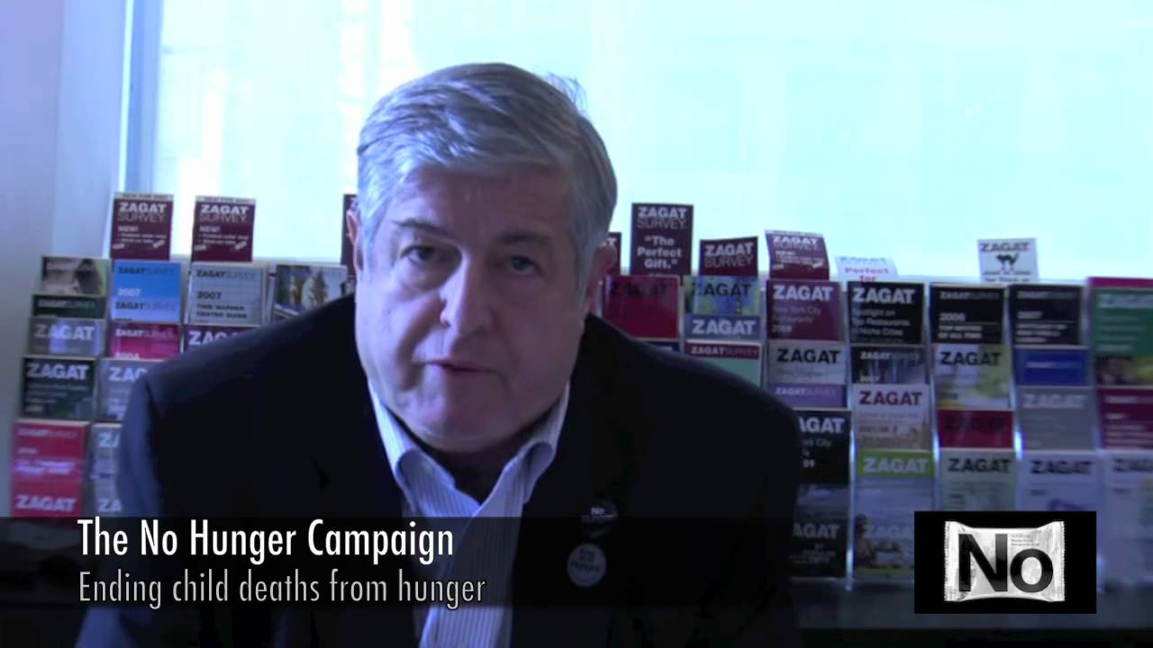 Tim Zagat endorsing the No Hunger Campaign