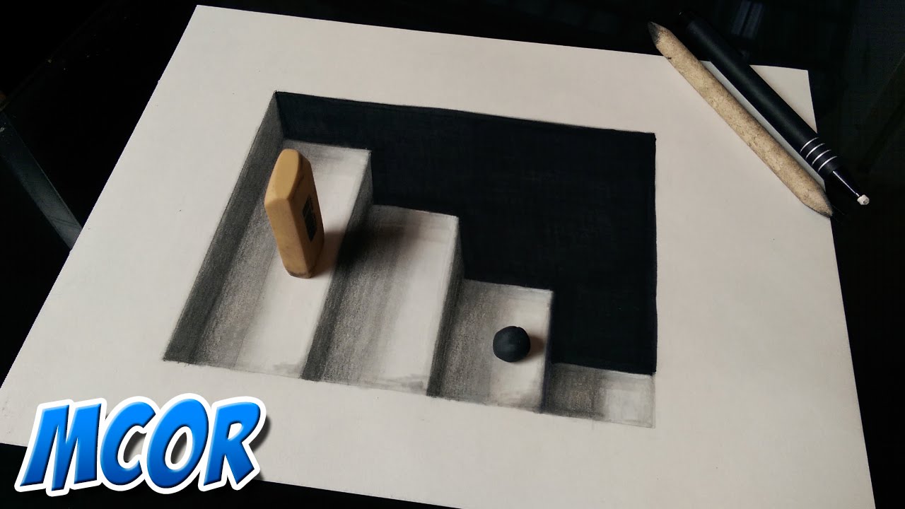 Como Dibujar unas Escaleras en 3D - Ilusión Optica