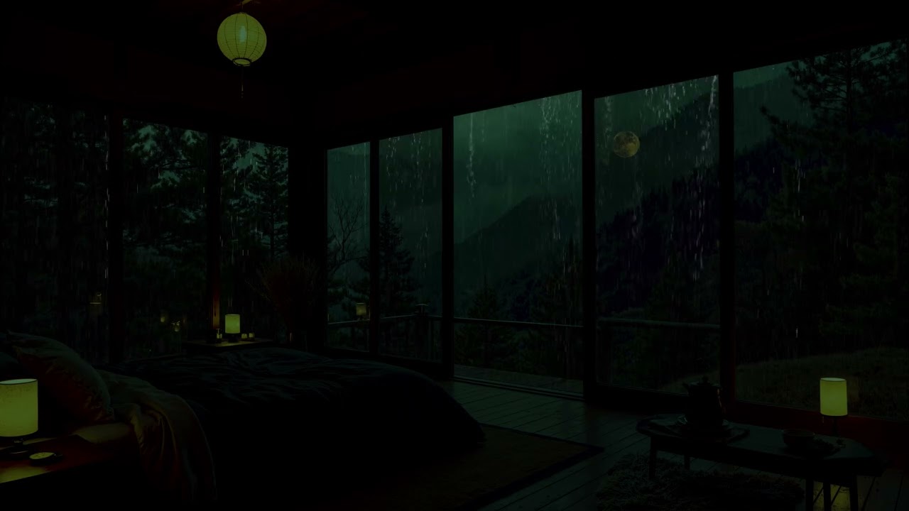 Gentle Rain in a Snowy Forest 🌧(No Ads) | Cozy Cabin Ambience for Deep Sleep & Relaxation