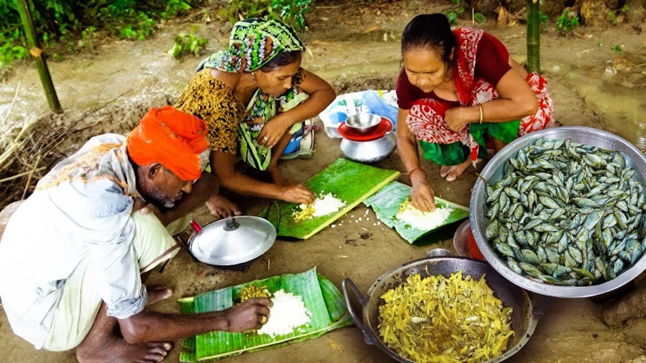 Small fish vuna recipe|| tiny small fish recipe cooking in village style||village food